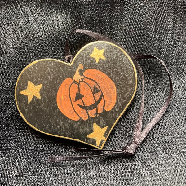 Halloween ghost and pumpkin heart