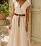Boho Adjustable Macrame Waist Belt Brown Woven Belt with Wooden Ring and Beads.