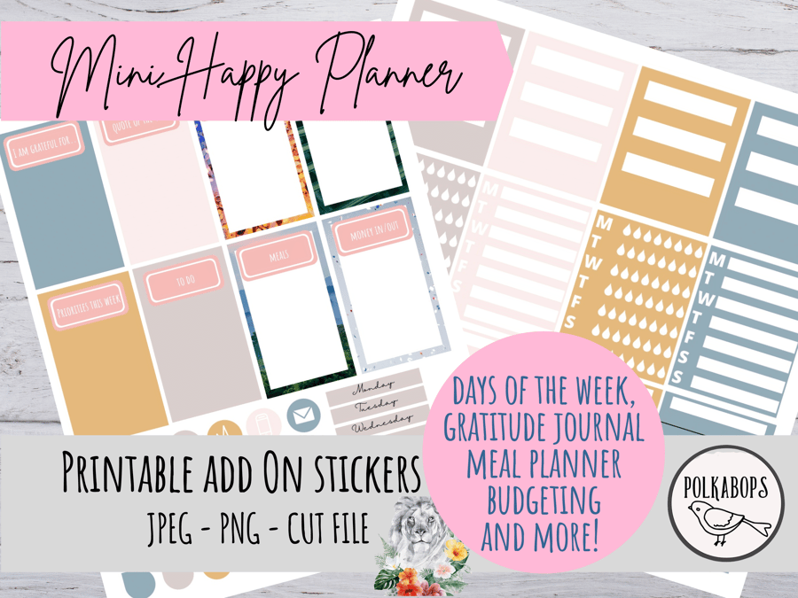 ADD ON Mini Happy Planner Vertical Planner Stickers Printable