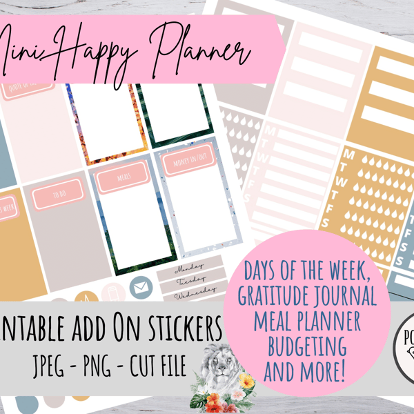 ADD ON Mini Happy Planner Vertical Planner Stickers Printable