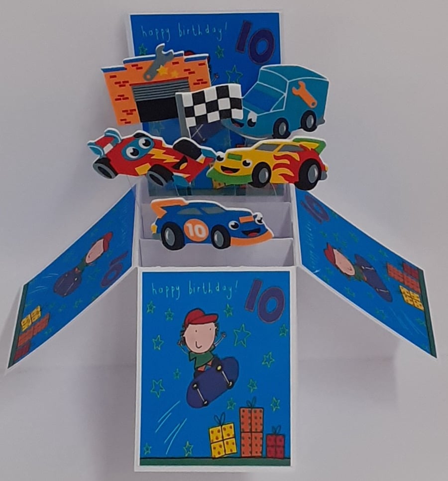 Boys 10th Birthday Card with Cars