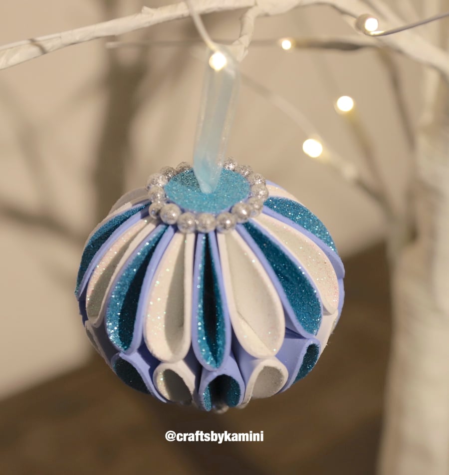 Light Blue and White Bauble