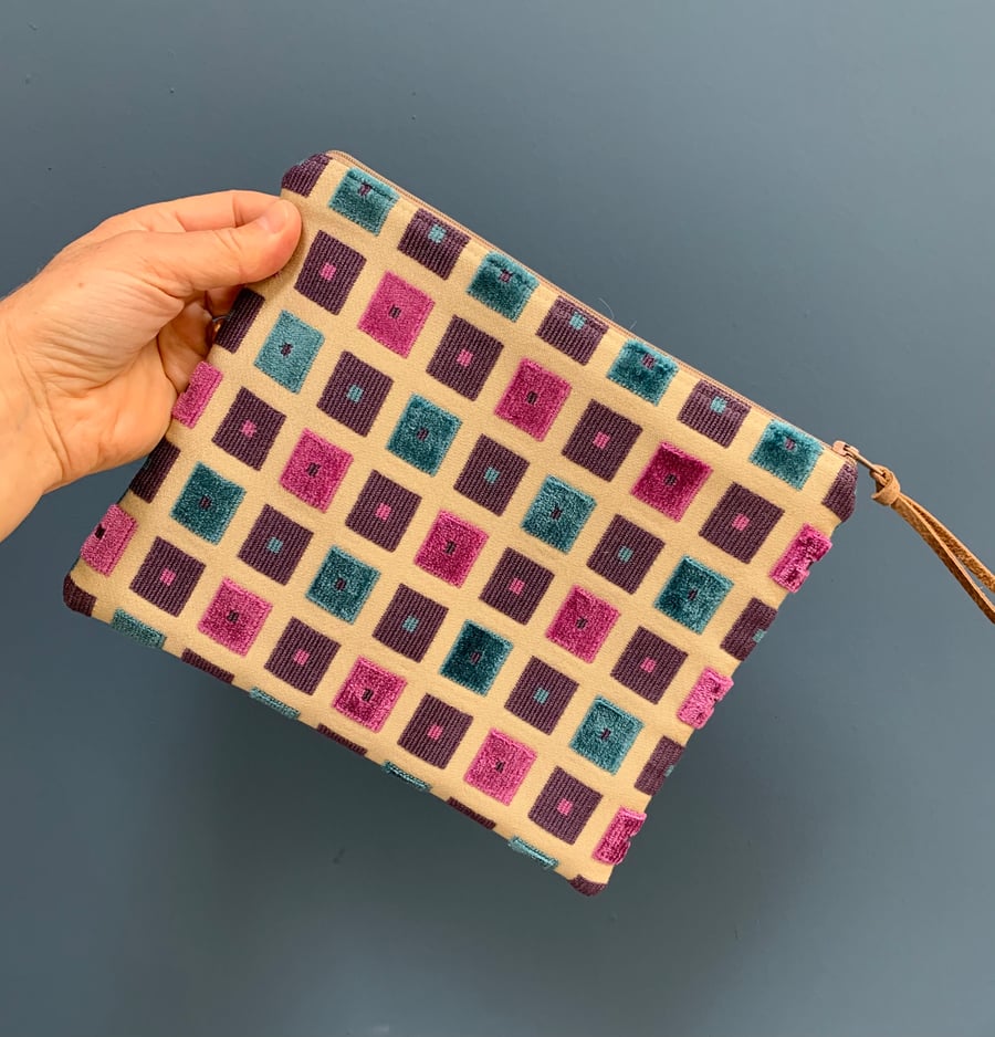Bright squares zip pouch