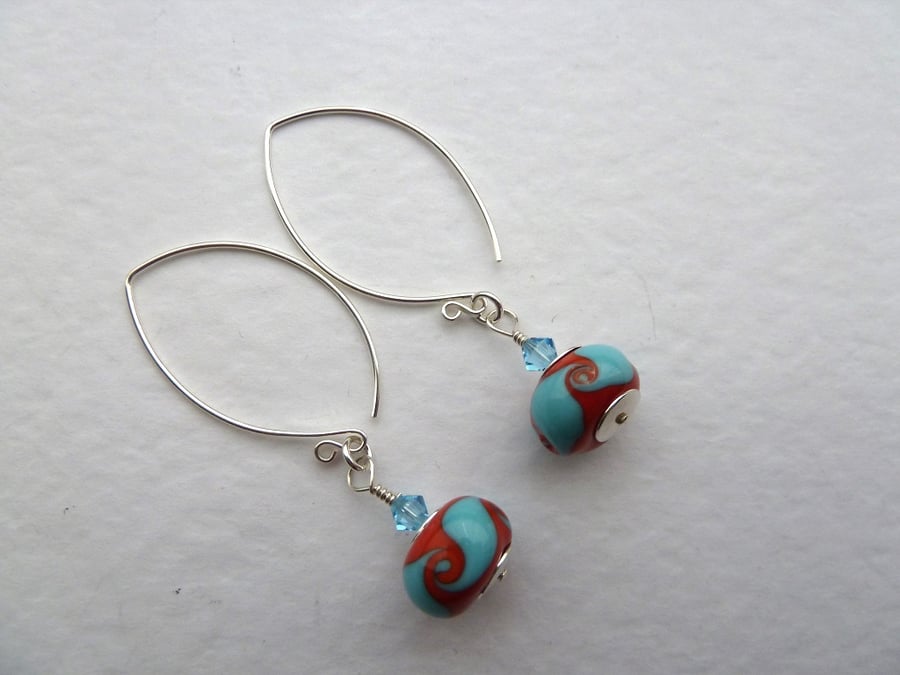 sterling silver lampwork earrings