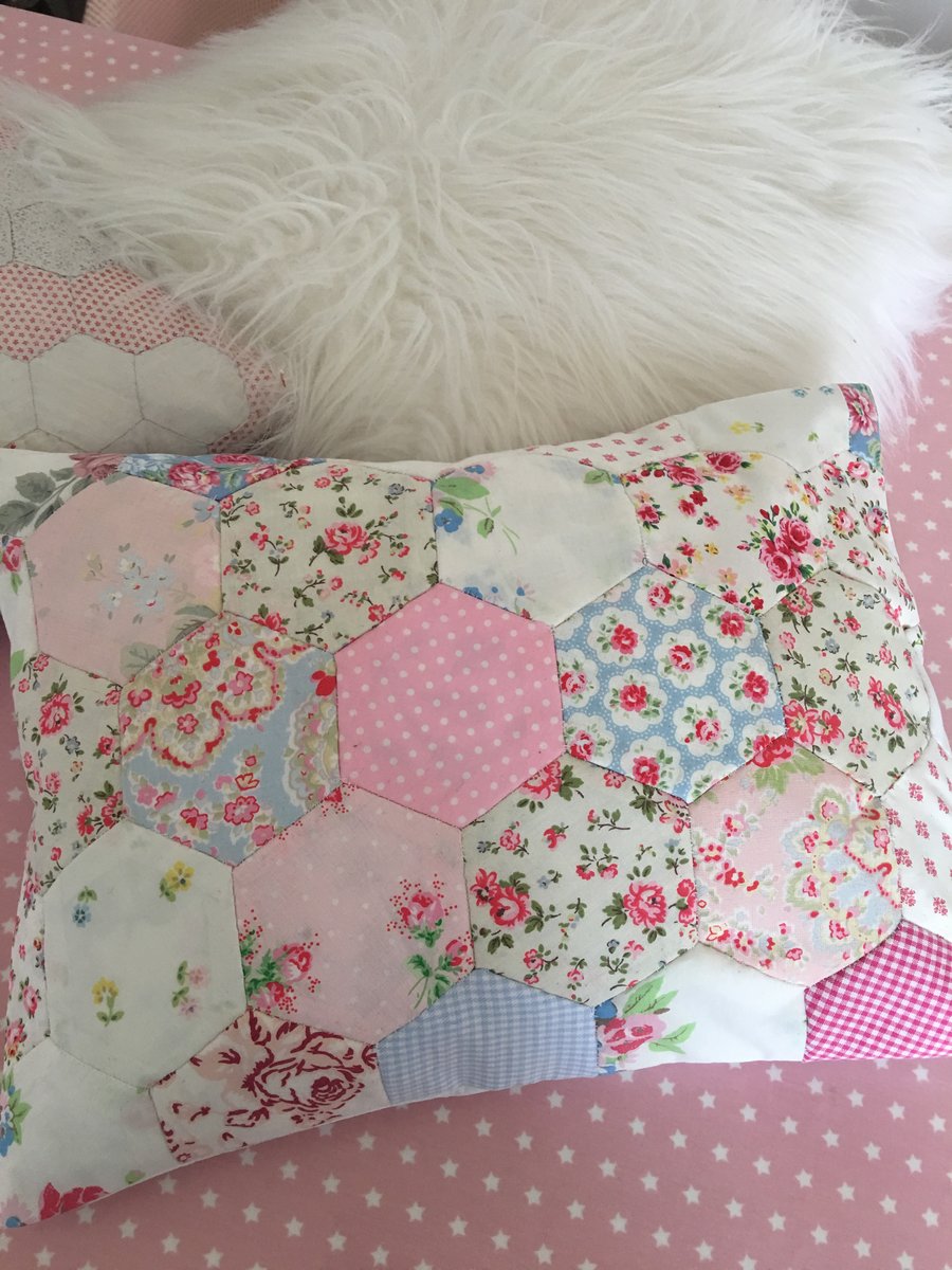Shabby chic patchwork cushion 