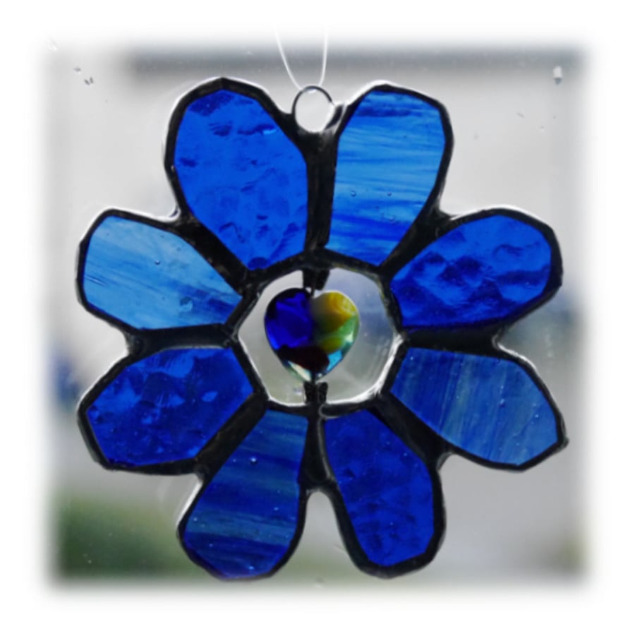 Daisy Stained Glass Suncatcher Flower Heart Bead