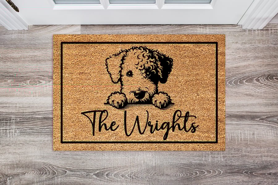 Bedlington Terrier Door Mat - Personalised Bedlington Terrier Welcome Mat 