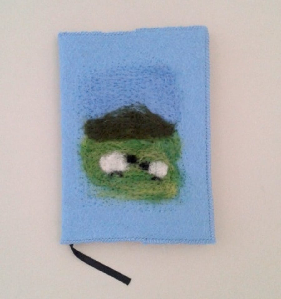 Felt covered 2015 Diary - needle felted sheep