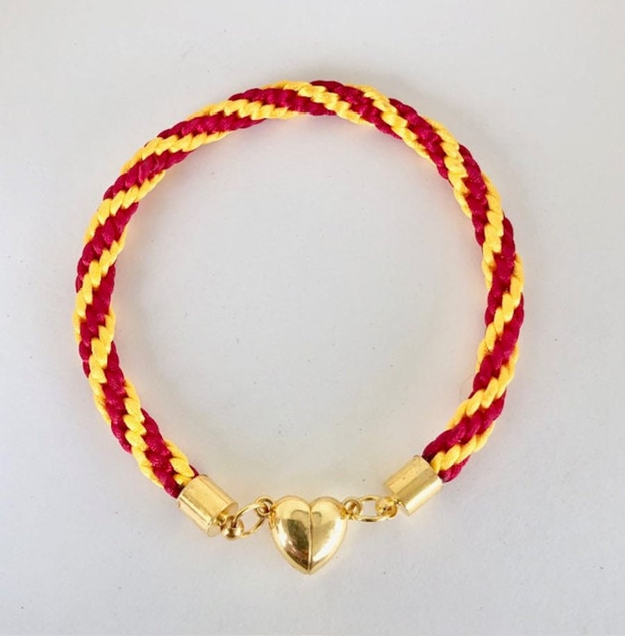 Kumihimo Friendship bracelet in red & yellow - approx. 7 inches