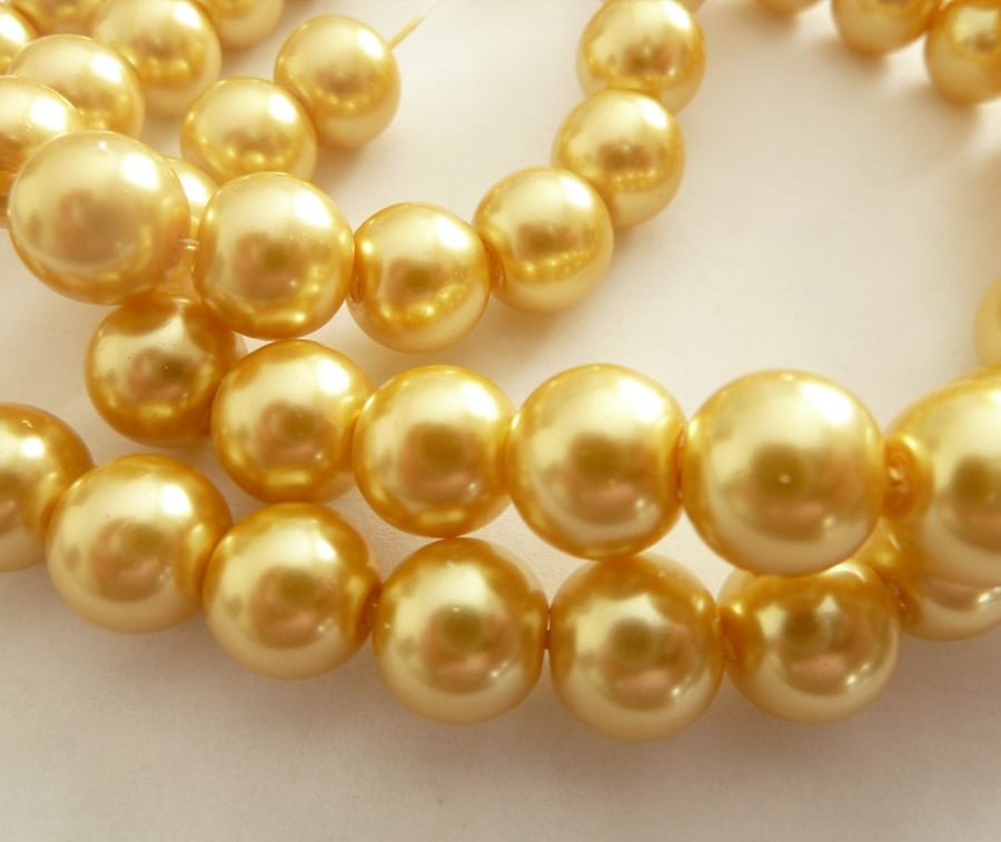 10mm gold glass pearls