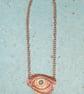 Statement Repoussé Eye Pendant on Copper Chain - Image 3