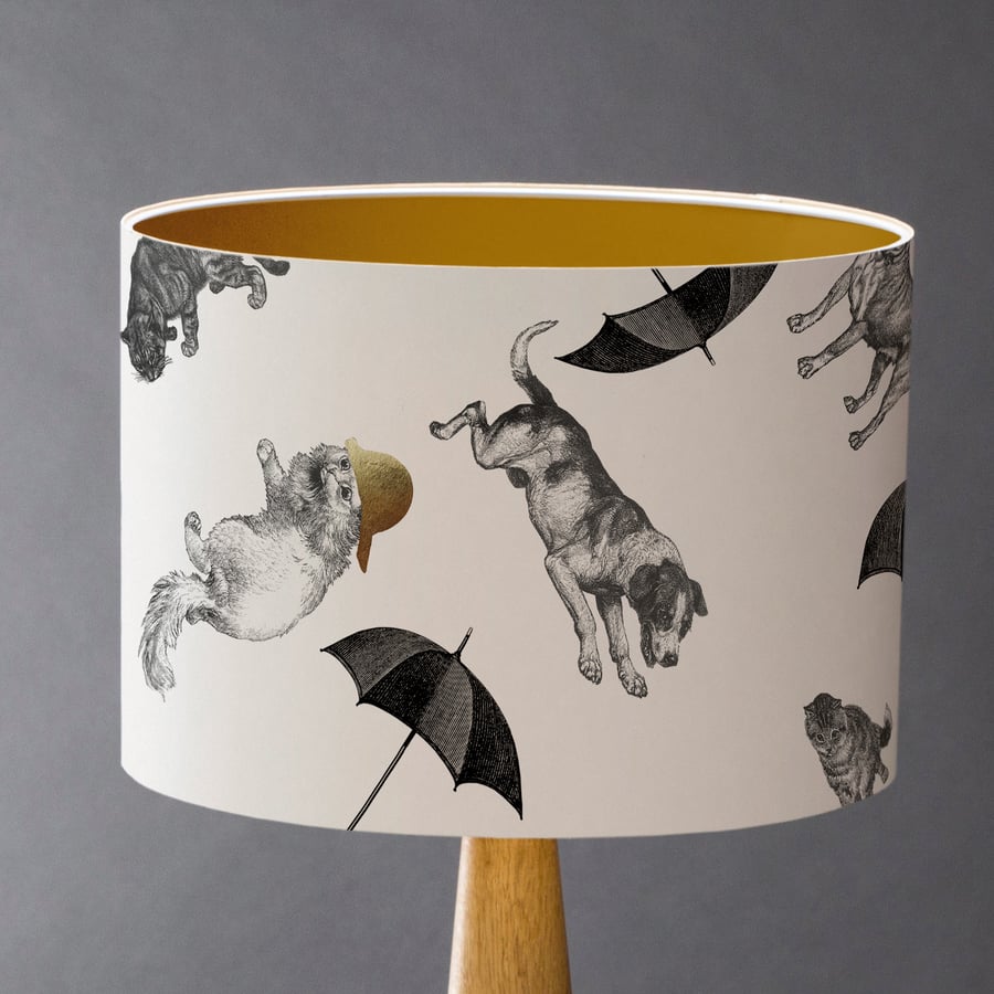 Raining Cats And Dogs Hand Gilded Lampshade