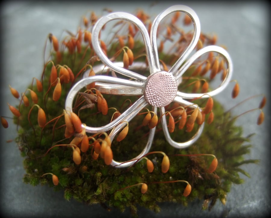 Daisy silver copper ring