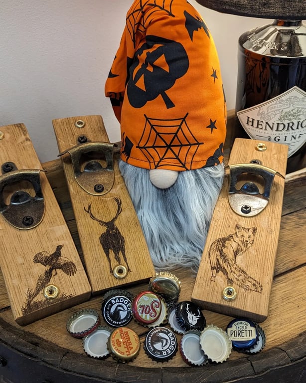 Whiskey Barrel Oak Bottle Opener Wall Mounted