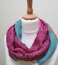 Sari silk and tweed double sided infinity scarf - snood. Shades of pink and ceri - Image 5