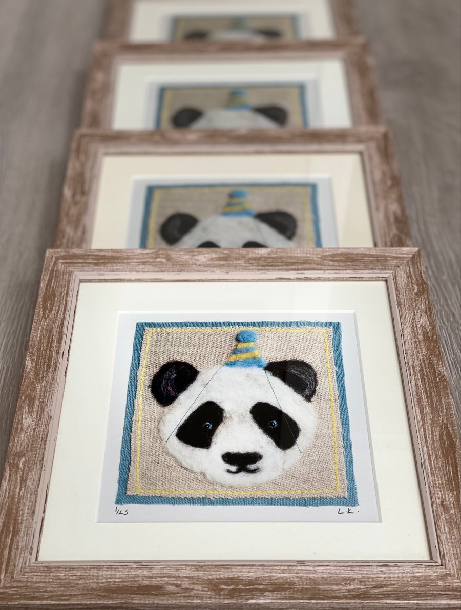 Limited Edition Panda Print With Lime Washed Frame 