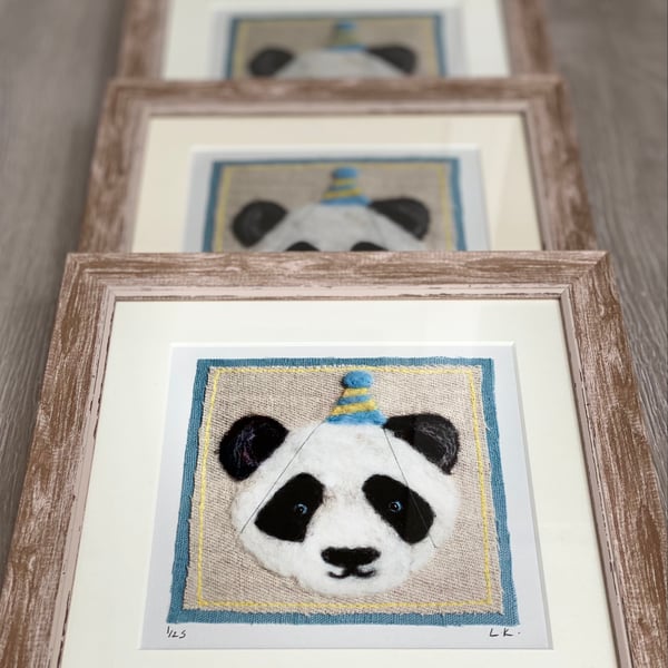 Limited Edition Panda Print With Lime Washed Frame 