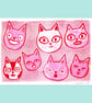 Seven Cats, 2-colour risograph print - Image 1