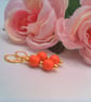 Orange and Gold Bead Earrings, Gift for Her, Orange Earrings, Beaded Earrings  - Image 1