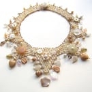 Beaded collar necklace, rustic wedding, metal free