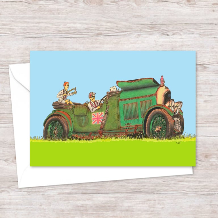 Bentley Boys Greeting Card: Nostalgic Illustration of Past Times (311)