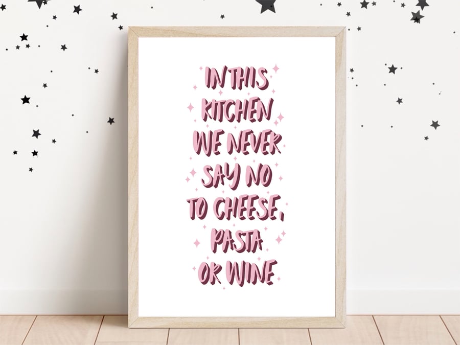 Kitchen Decor Fun Quote Art Print, Wine Art Print, Fun Wall Art For Kitchen.