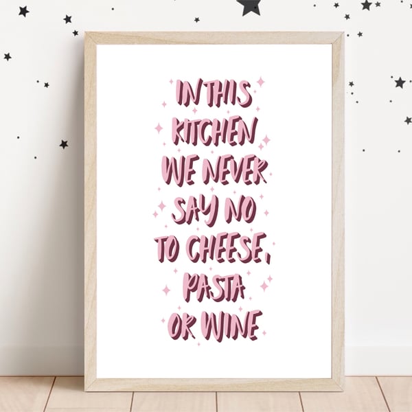 Kitchen Decor Fun Quote Art Print, Wine Art Print, Fun Wall Art For Kitchen.