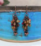 Copper chain and agate dangle earrings with heart charm  - Image 3