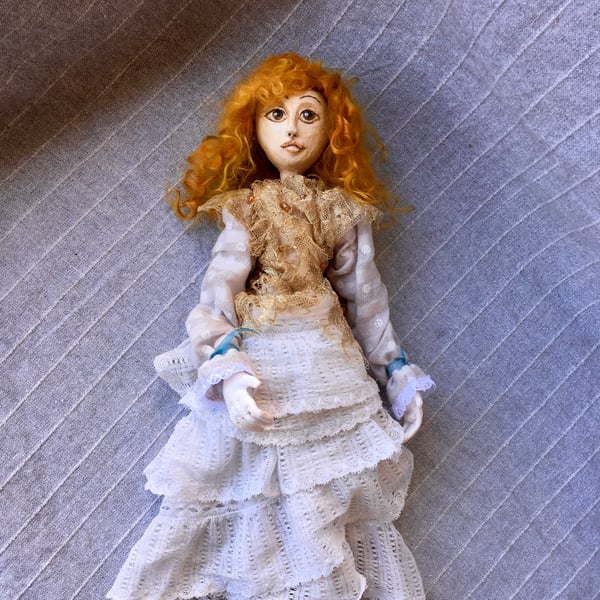 Angelika - a cloth doll with a paperclay head  OOAK