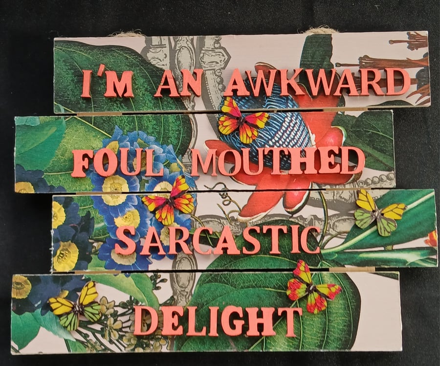 Hand decorated hanging wooden sign 