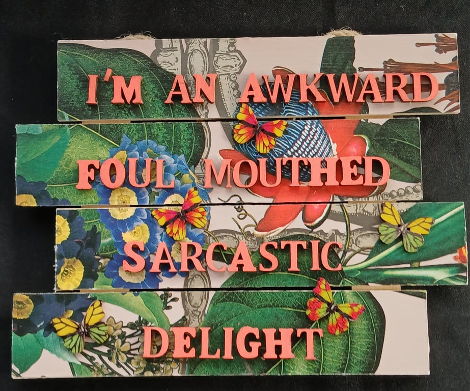 Hand decorated hanging wooden sign 