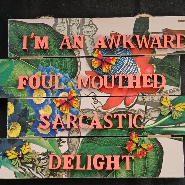 Hand decorated hanging wooden sign 