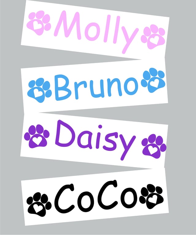 Personalised Pet Name Vinyl Sticker for Food Bowl - Cat Dog Home Cage Puppy