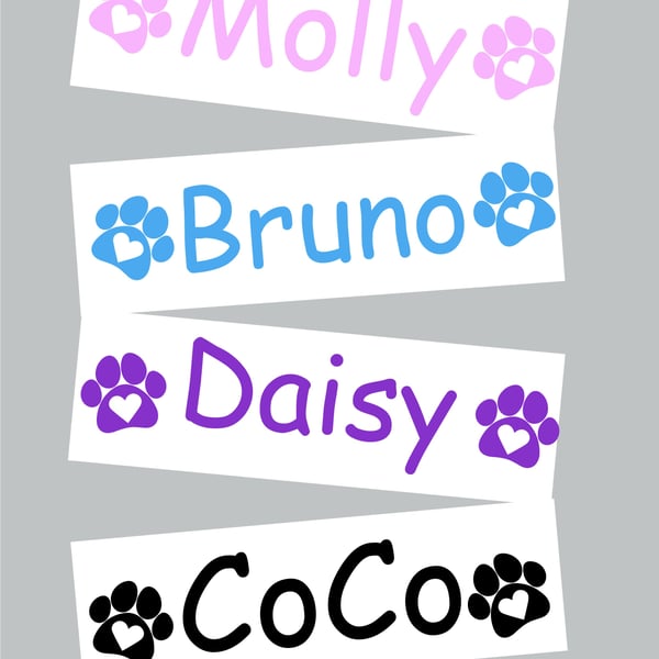 Personalised Pet Name Vinyl Sticker for Food Bowl - Cat Dog Home Cage Puppy