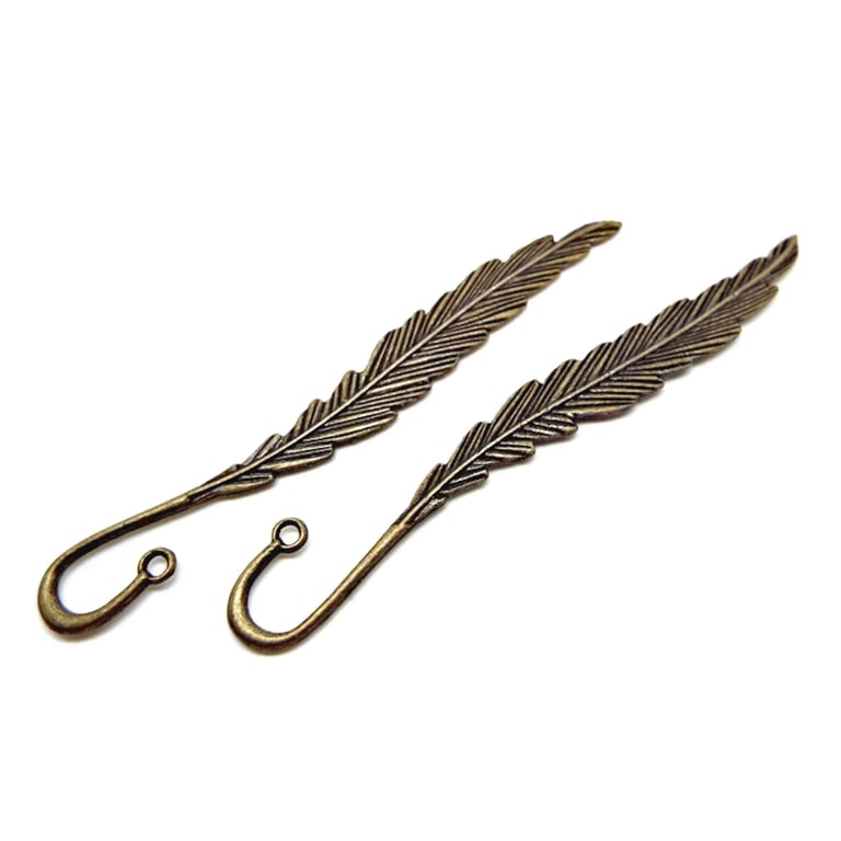 5 Bronze Tone Metal Bookmarks in a Feather Design 116mm, DIY Book Lover Gift
