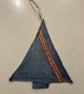 Hanging tree decoration - Recycled Denim Christmas Tree 