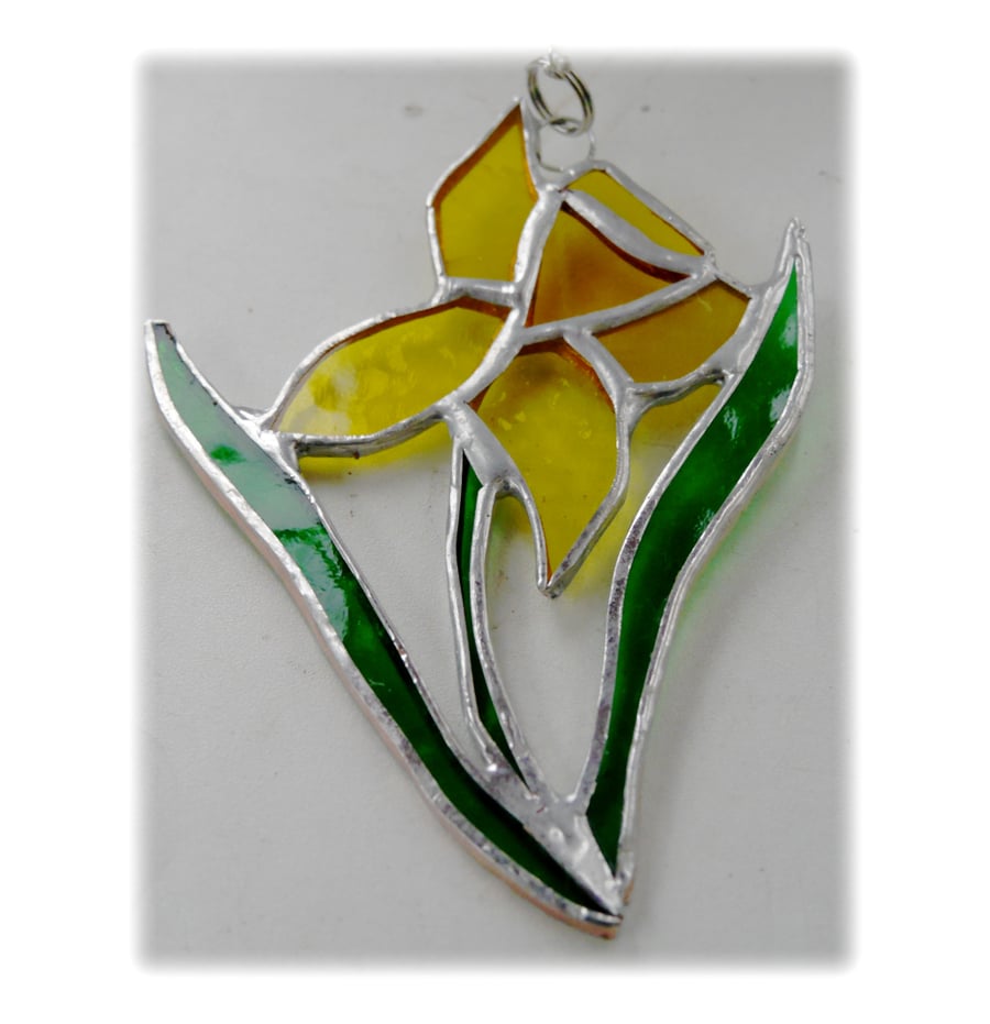 Daffodil Suncatcher Stained Glass Handmade Spring Flower 023
