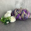 Dragonfly Wings medium fabric frame clutch handbag, Detachable strap, Handmade