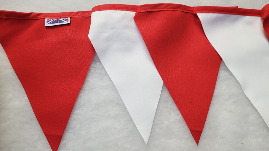 Arsenal fabric bunting red and white flags - 10 mtr . Made in England