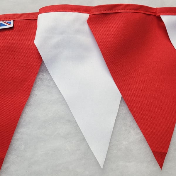 Arsenal fabric bunting red and white flags - 10 mtr . Made in England
