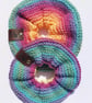 Hand Knitted Rainbow Burst XL Scrunchie - Oversized Colorful Hair Tie - Image 5
