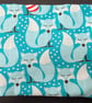 Small funky zipped pouch with charming foxes on light turquoise - Image 4