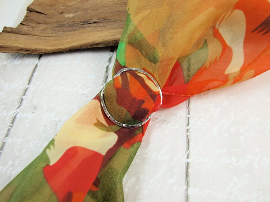 Silver Scarf Ring, Sterling Silver Buckle for Silk Scarf