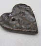 Medium Obsidian Brocade Texture Heart Shaped Ceramic Button - Image 2