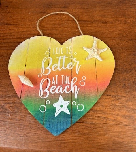 Hand made wooden beach themed plaque 