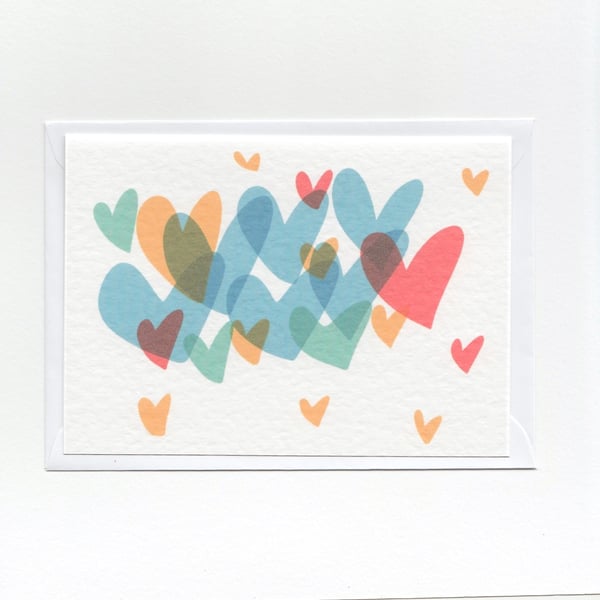 Rainbow Heart Print Greeting Card