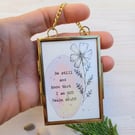 Be Still, Original Hand Painted Water Colour, Tiny Framed Bible Art Quote