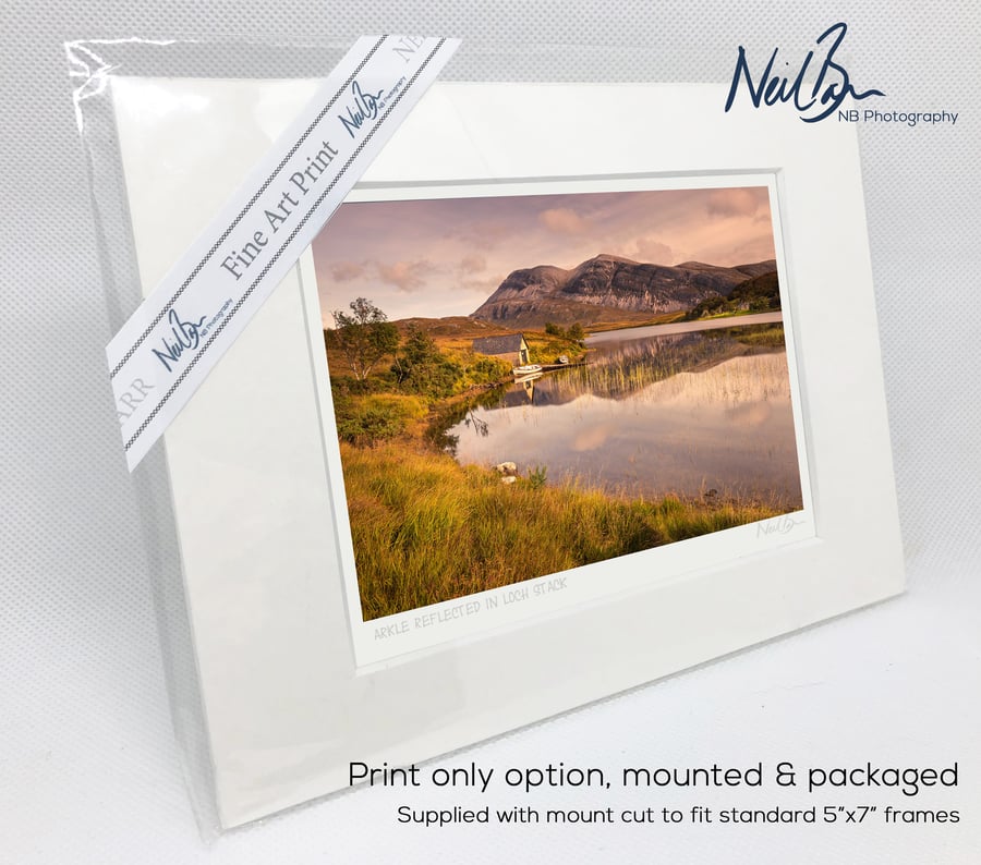 Arkle & Loch Stack, Sutherland, Scotland - A6 (7" x 5") Unframed Print