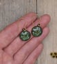 Hypoallergenic Real Pressed Flower Resin Earrings, Titanium Ear Hooks, Green - Image 2