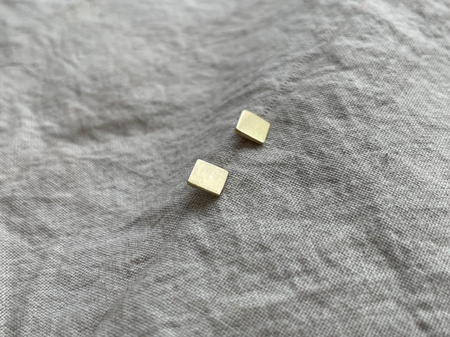 Brushed Brass Earrings - Brass and Recycled Silver